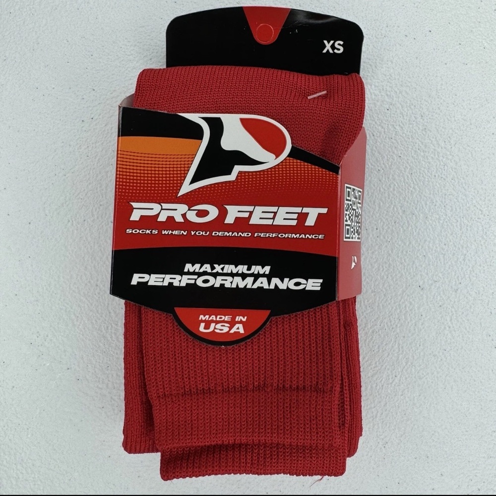 Pro Feet Maximum Performance Socks Scarlet Red Boys Girls Size XS | 1‎ Pair NWT